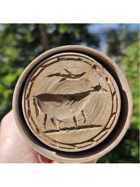 Vintage Wooden Butter Mold Press Stamp Cow Design Primitive Farmhouse Kitchen...